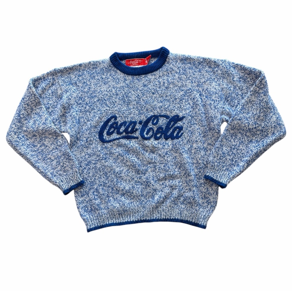 Coca Cola Vintage Speckled Blue Crewneck Sweater